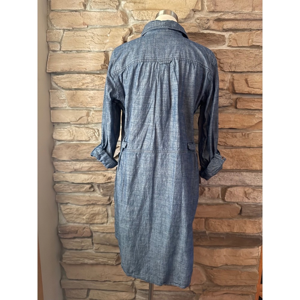 Duluth Trading Co L Womens Rootstock Chambray Utility Shirt Dress Organic Cotton - Picture 5 of 13